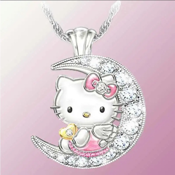 Sanrio Sweet Hello Kittys Moon Necklace - Picture 1 of 10